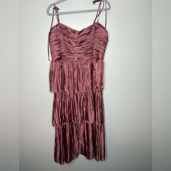 Lulus Tennon Dusty Rose Plisse Tiered Midi Dress - Picture 5 of 7